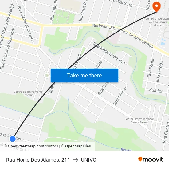 Rua Horto Dos Alamos, 211 to UNIVC map