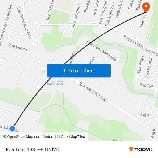 Rua Três, 198 to UNIVC map
