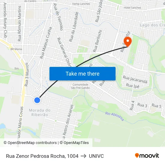 Rua Zenor Pedrosa Rocha, 1004 to UNIVC map