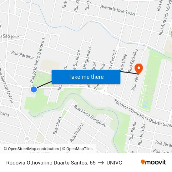 Rodovia Othovarino Duarte Santos, 65 to UNIVC map