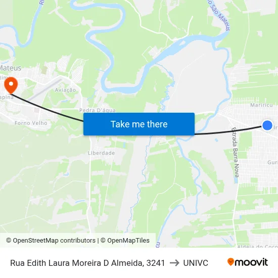 Rua Edith Laura Moreira D Almeida, 3241 to UNIVC map