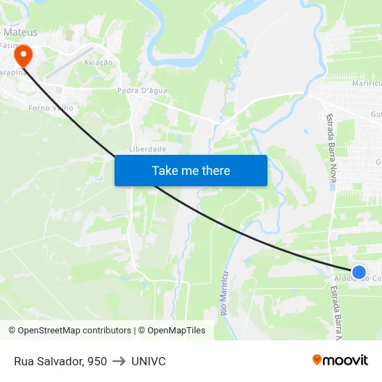 Rua Salvador, 950 to UNIVC map