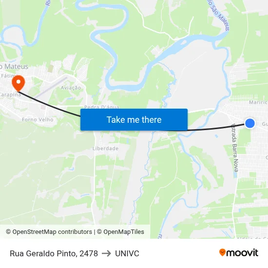 Rua Geraldo Pinto, 2478 to UNIVC map