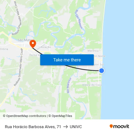Rua Horácio Barbosa Alves, 71 to UNIVC map