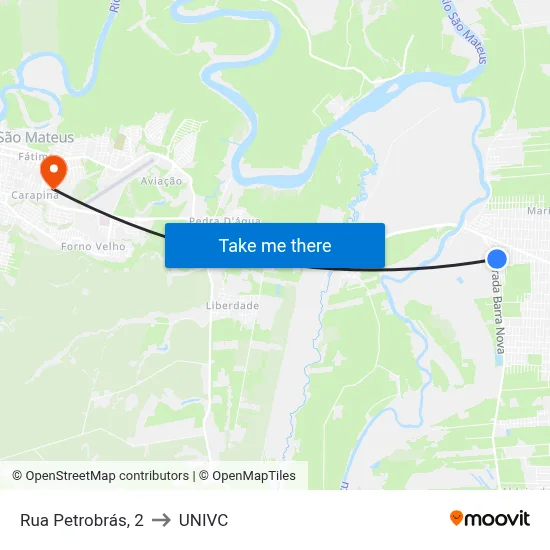 Rua Petrobrás, 2 to UNIVC map