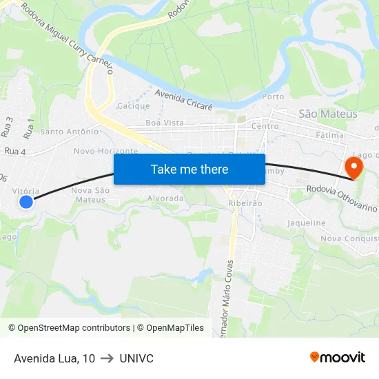 Avenida Lua, 10 to UNIVC map