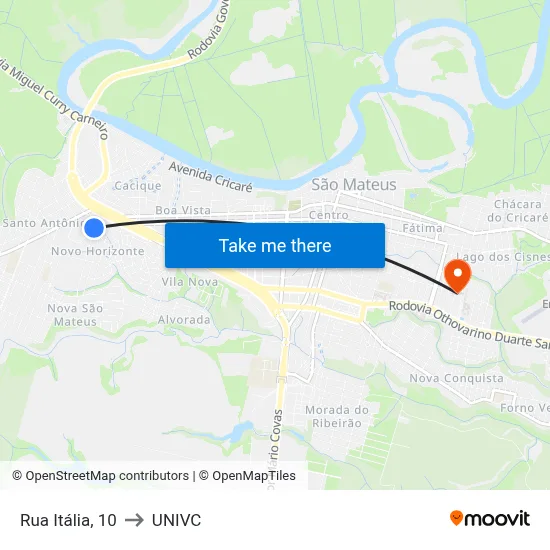 Rua Itália, 10 to UNIVC map