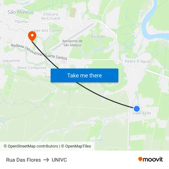 Rua Das Flores to UNIVC map