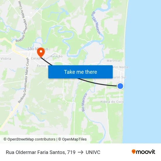 Rua Oldermar Faria Santos, 719 to UNIVC map