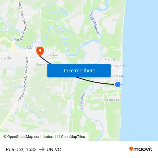 Rua Dez, 1633 to UNIVC map