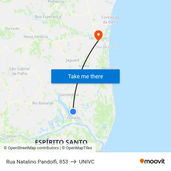 Rua Natalino Pandolfi, 853 to UNIVC map