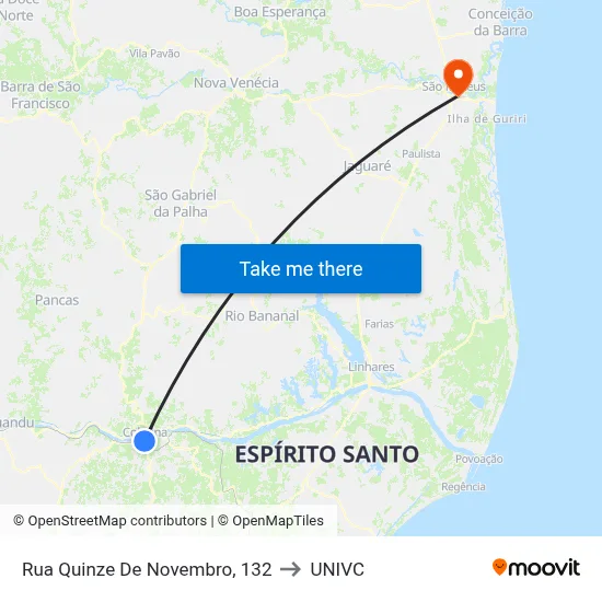 Rua Quinze De Novembro, 132 to UNIVC map