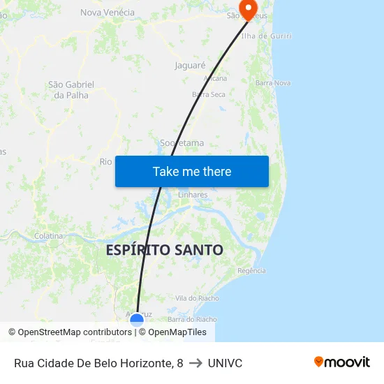 Rua Cidade De Belo Horizonte, 8 to UNIVC map