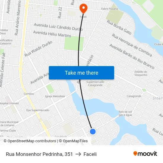 Rua Monsenhor Pedrinha, 351 to Faceli map