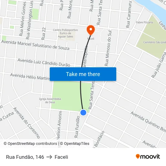Rua Fundão, 146 to Faceli map