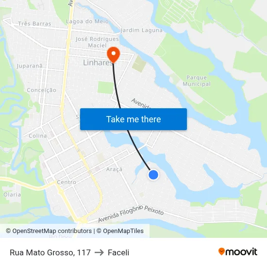 Rua Mato Grosso, 117 to Faceli map