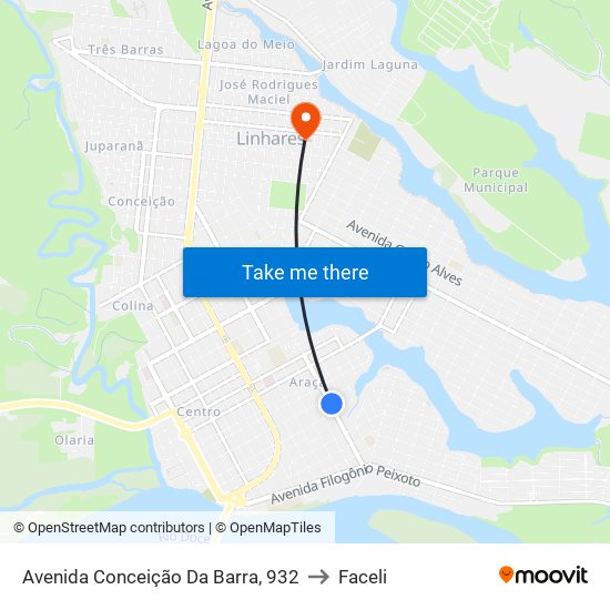 Avenida Conceição Da Barra, 932 to Faceli map