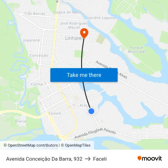 Avenida Conceição Da Barra, 932 to Faceli map