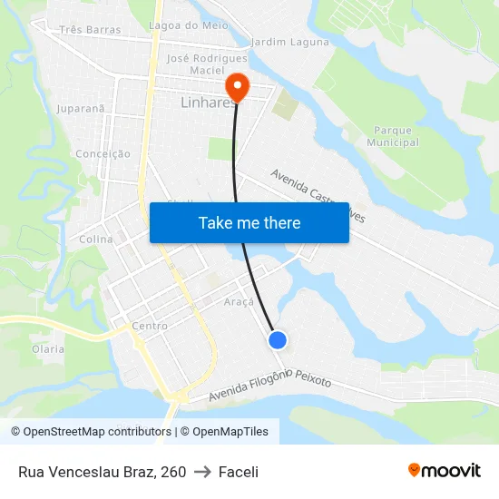 Rua Venceslau Braz, 260 to Faceli map