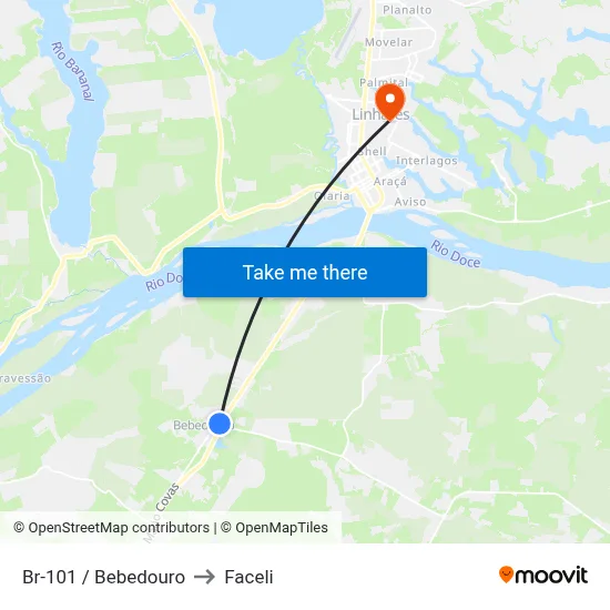 Br-101 / Bebedouro to Faceli map