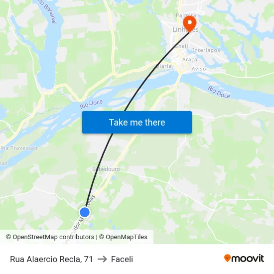 Rua Alaercio Recla, 71 to Faceli map