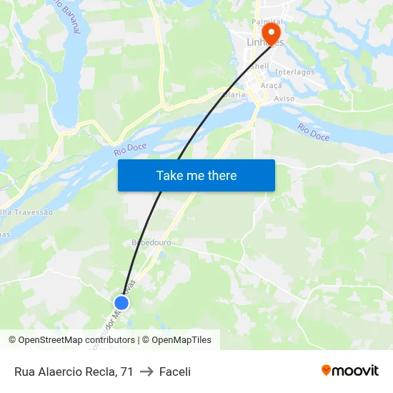 Rua Alaercio Recla, 71 to Faceli map