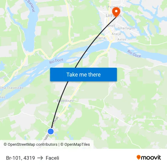 Br-101, 4319 to Faceli map