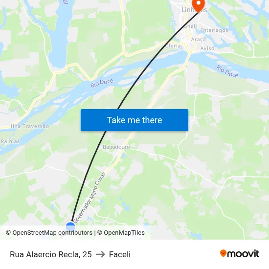 Rua Alaercio Recla, 25 to Faceli map