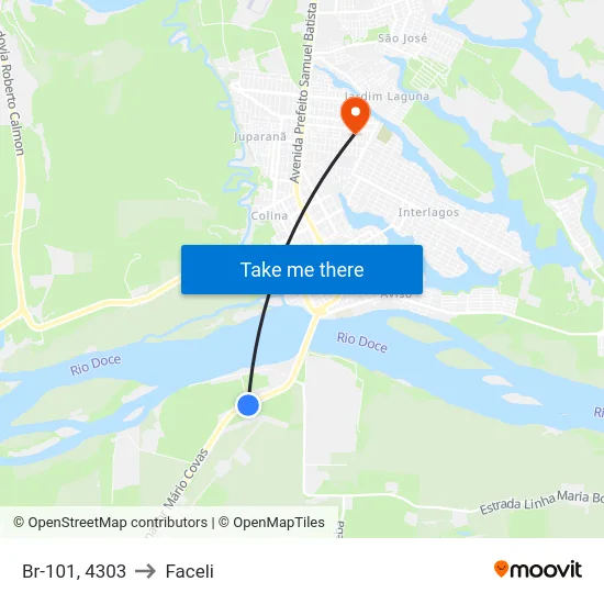 Br-101, 4303 to Faceli map