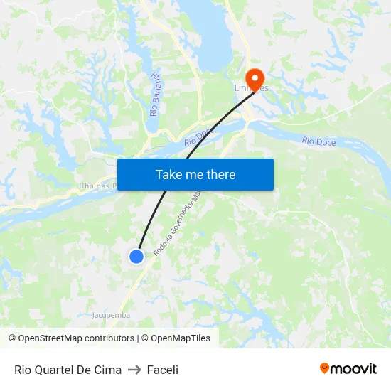 Rio Quartel De Cima to Faceli map