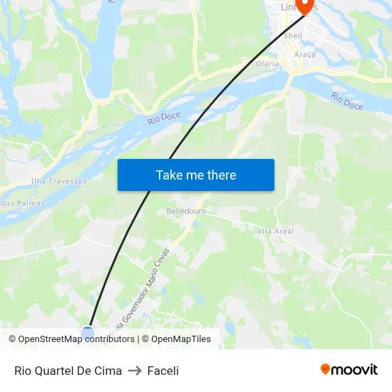 Rio Quartel De Cima to Faceli map