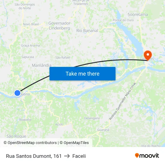 Rua Santos Dumont, 161 to Faceli map