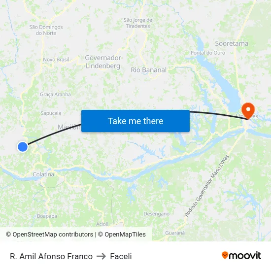 R. Amil Afonso Franco to Faceli map