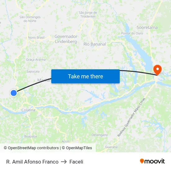 R. Amil Afonso Franco to Faceli map