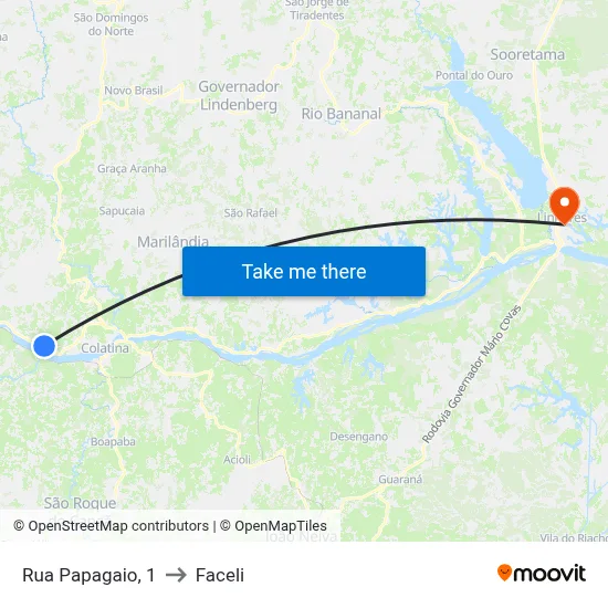 Rua Papagaio, 1 to Faceli map