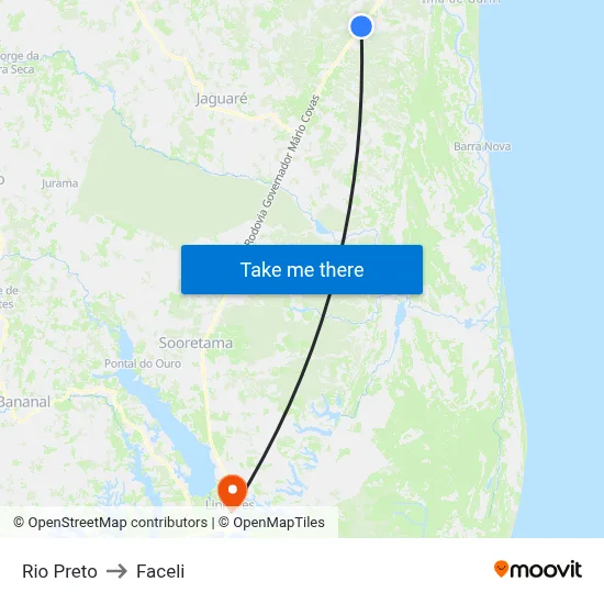 Rio Preto to Faceli map