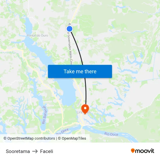 Sooretama to Faceli map