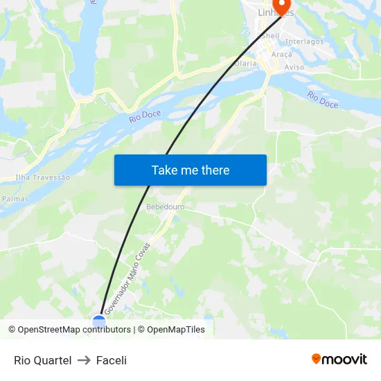 Rio Quartel to Faceli map