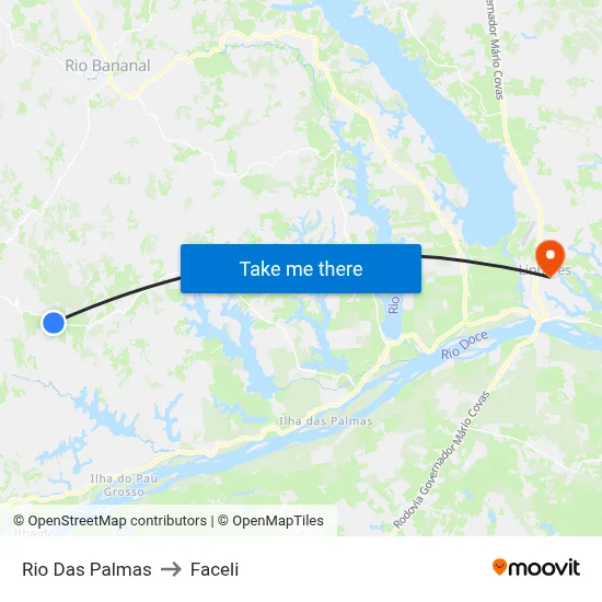 Rio Das Palmas to Faceli map