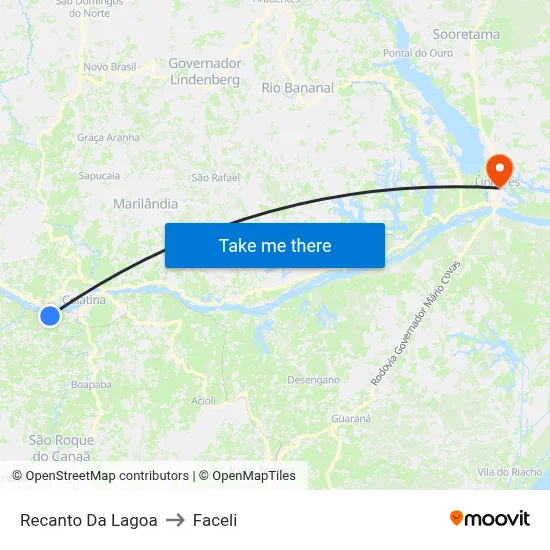 Recanto Da Lagoa to Faceli map