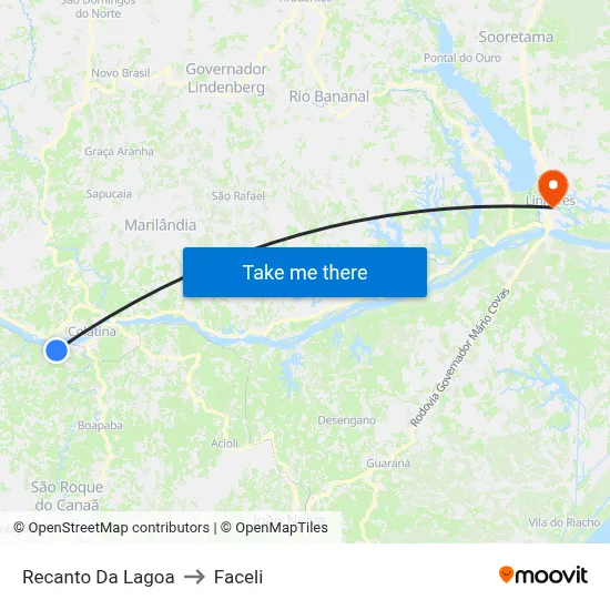 Recanto Da Lagoa to Faceli map