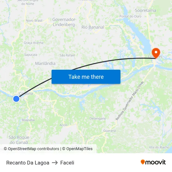 Recanto Da Lagoa to Faceli map