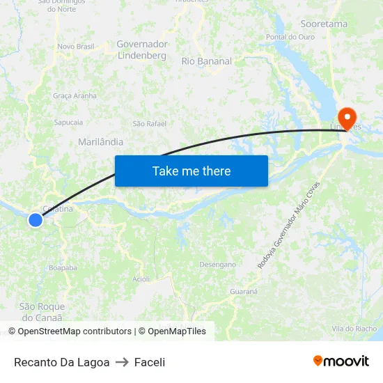 Recanto Da Lagoa to Faceli map