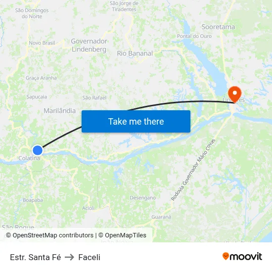 Estr. Santa Fé to Faceli map
