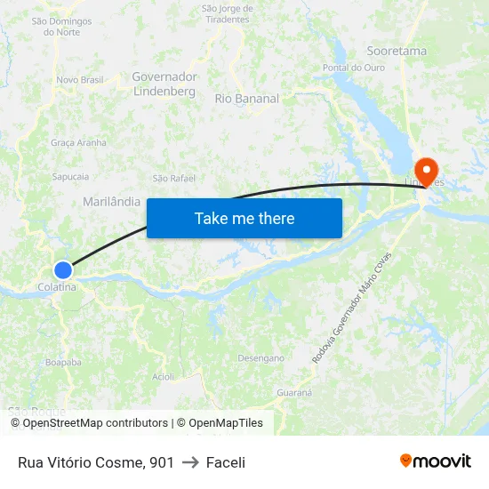 Rua Vitório Cosme, 901 to Faceli map