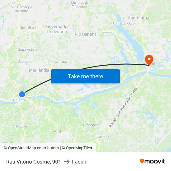 Rua Vitório Cosme, 901 to Faceli map