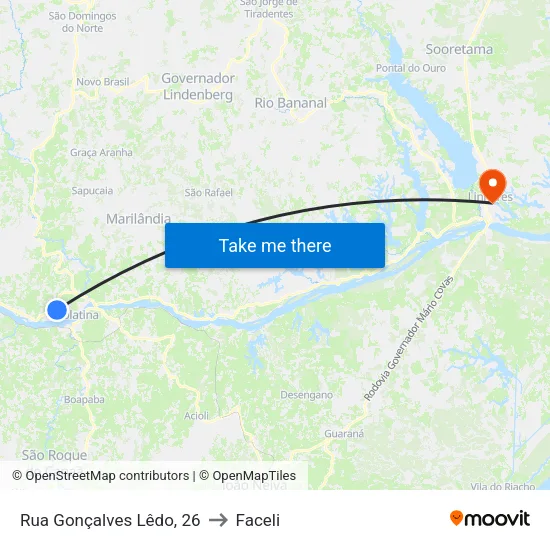 Rua Gonçalves Lêdo, 26 to Faceli map