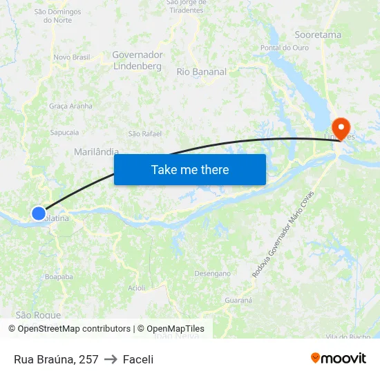 Rua Braúna, 257 to Faceli map