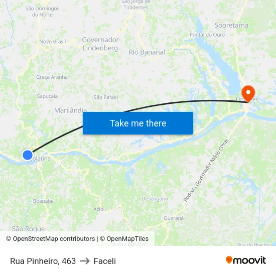 Rua Pinheiro, 463 to Faceli map