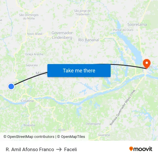 R. Amil Afonso Franco to Faceli map